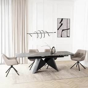 Zestaw Stół Rozkładany VERONA 160-240 cm Czarny Marmur/Czarny i 4 Krzesła PEONY 2 Cappuccino