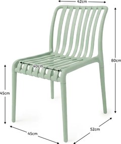 Zestaw ogrodowy TREGO ISLAND - 4 krzesła i okrągły stół ø 90 cm, zielony