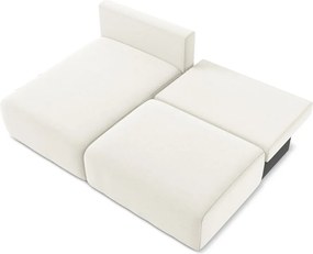 Kremowy aksamitny rozkładany/ze schowkiem narożnik (lewostronny/z szezlongiem) Kalena – Makamii