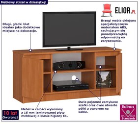 Szafka RTV z dużym blatem olcha - Galapi 3X 120 cm