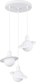 Lampy Wiszące Nowoczesny Hyperion, Stal - 3 Źródło - L.32 X H.120 Cm - Biały