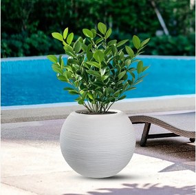 Wazon żywiczny Botticelli Bianco w kształcie kuli, do roślin doniczkowych i ogrodowych, śr. 40x33 cm