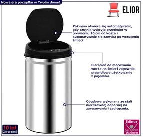 Automatyczny kosz na śmieci ze stali nierdzewnej 40L T3-F21