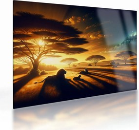 Obraz na szkle - Odpoczywające lwy (70x50 cm)