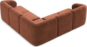 Narożnik z tkaniny szenilowej w kolorze terakoty Lani – Makamii