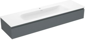 Mexen Rivel szafka łazienkowa 160 cm z umywalką Vela, 1 szuflada, ryflowana , grafit mat/biała mat - 91A20-16023-1-BF66-W23M0