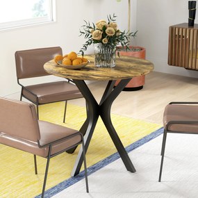 HOMCOM Stół Kuchenny dla 2 Osób, Okrągły, Stelaż z Malowanej Proszkowo Stali, Ø78 cm, Rustykalny Brąz