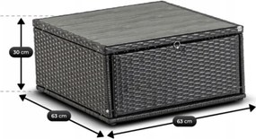 Zestaw Mebli Ogrodowych CALIENTE Modułowy Sofa 2x Fotel Stolik Tarasowy Czarny/Brązowy Technorattan Nowoczesny