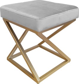 Pufa ZOA tkanina Welur loft ławka podnóżek metal : Kolor Stelaża - Złoty, Kolor tkaniny - VELVET - MG39, Typ tkaniny - Velvet