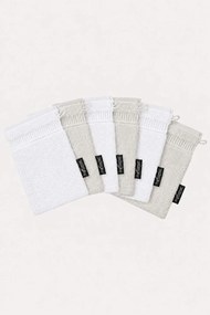Zestaw promocyjny frotte rękawic do kąpieli SOFT, 6 szt. Biały / Jasnoszary