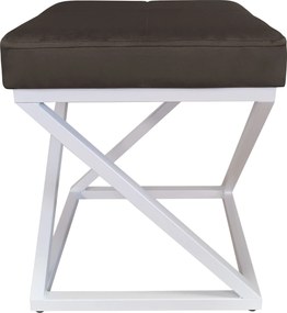 Pufa ZOA tkanina Welur loft ławka podnóżek metal : Kolor Stelaża - Biały, Kolor tkaniny - VELVET - MG05, Typ tkaniny - Velvet
