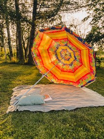 Czerwono-żółty parasol BLISS 180 cm