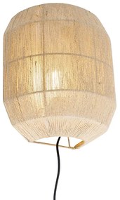 Orientalna lampa ścienna czarna ze sznurkiem jutowym - RikiKolonialny Oswietlenie wewnetrzne