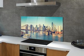Panel szklany do Kuchni Rzeczna Panorama z Mostem