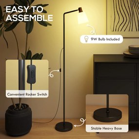 HOMCOM Lampa stojąca LED do salonu z obrotową głowicą 350° Lampa podłogowa z 3000K/4000K/6500K Czarna