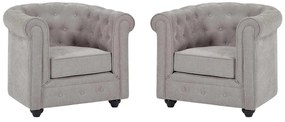Zestaw 2 foteli z  szarej tkaniny CHESTERFIELD