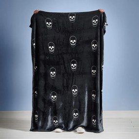 Ciemnoszary koc dziecięcy z mikropluszu 130x170 cm Skulls – Catherine Lansfield