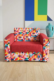 Czerwony Rozkładany Fotel W Kolorowe Printy S4-F52