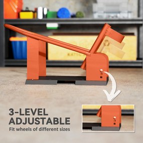 HOMCOM Stojak motocyklowy do przedniego koła 38,1-53,34 cm, 381-533,4 mm, regulowany klocek pod koło, nośność 816,5 kg, Pomarańczowy | Aosom PL