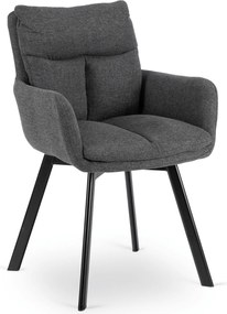 Krzesło Tapicerowane Obrotowe do Salonu CORTADO Ciemnoszare Nowoczesne