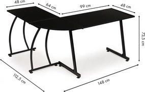 Czarne biurko narożne gamingowe Arvo 136 w stylu loft