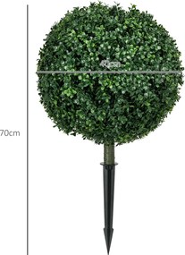 HOMCOM Sztuczny Bukszpan w Zestawie 2 szt., Realistyczny, Odporny na Warunki Atmosferyczne, Łatwy w Pielęgnacji, 70 cm