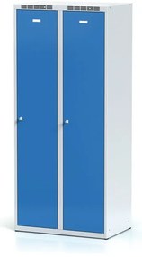 Alfa 3 Szafka ubraniowa S6 z przegrodą, 2-drzwiowa, 1800 x 800 x 500 mm, zamek obrotowy, drzwi niebieskie