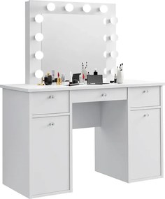 Biała duża toaletka w stylu glamour z oświetleniem led Z9-P39