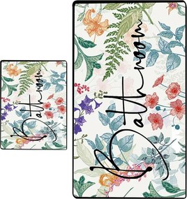 Dywaniki łazienkowe zestaw 2 szt. 60x100 cm Green In Flower – Foutastic