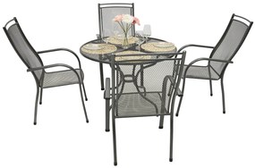 Metalowy zestaw ogrodowy PALMA III. 1 + 4 Stół ⌀ 105 cm (u503)