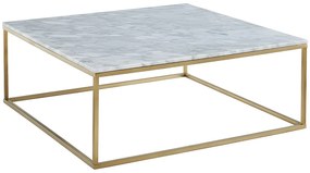 Designerski stolik kawowy ARETHA marki Pascal Morabito- Marmur i metal - Biało-złoty