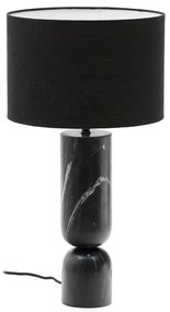 Czarna marmurowa lampa stołowa z tekstylnym kloszem (wysokość 57 cm) Vex – Kave Home