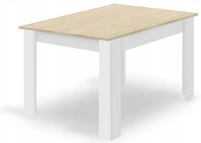 Zestaw do jadalni 1+4, biały stół w dekorze dąb sonoma MADO 120x80cm i szare aksamitne krzesło SOLDEN