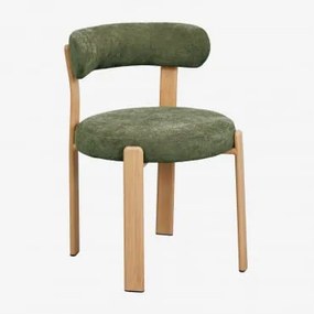 Zestaw 2 Krzeseł Do Jadalni Z Tkaniny Szenilowej Jolie Naturalna & Szenil Sage Green - Sklum