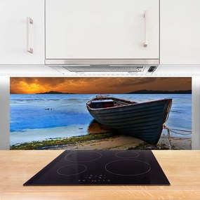 Panel Szklany Łodzie na Piaszczystym Brzegu