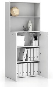 Szafa biurowa SEGMENT 2-drzwiowa, zamykana, 4 półki, 840 x 370 x 1880 mm, biała