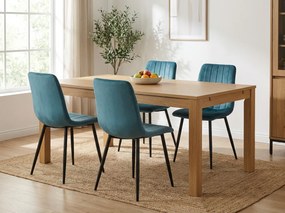 Aksamitne krzesło LAVA PETROL BLUE w kolorze nafty z czarnymi nogami