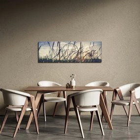 Obraz kwiatów łąkowych (z zegarem) (90x30 cm)