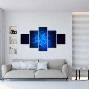 Nowoczesny obraz niebieskiej abstrakcji (125x70 cm)