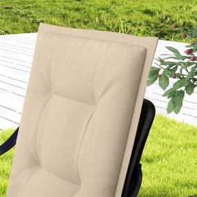 Outsunny Zestaw 4 Beżowych Poduszek na Krzesła 108 x 50 x 5 cm z Taśmami do Wewnątrz i Na Zewnątrz