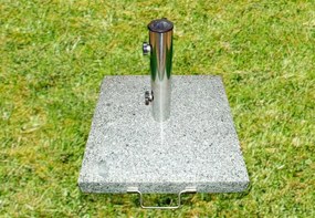 Podstawa z granitu i stali nierdzewnej kwadratowa z kółeczkami pod parasol 50 k