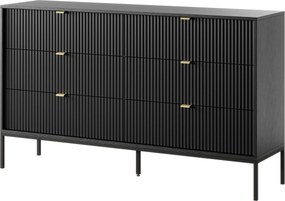 Komoda STELLARE 154 cm do Salonu Sypialni 6 Szuflad Czarny