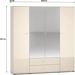 4-drzwiowa szafa z lustrem Sophie 23, kaszmir