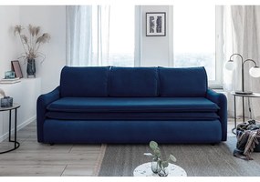 Granatowa aksamitna rozkładana sofa Miuform Tender Eddie