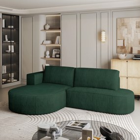 Masseno Narożnik CORTIO z funkcją spania i pojemnikiem na pościel Narozniki L, Rozkładana sofa - Zielony, POSO 14