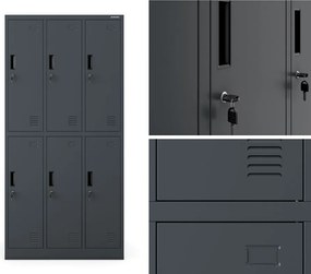Szafa socjalna 6-skrytkowa Igor 90x45x185 cm, antracyt