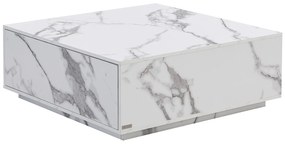 Stolik kawowy z 2 szufladami z MDF - szer. 90 cm Efekt białego marmuru - ANTRIM