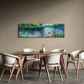 Obraz - Obraz olejny, Wczesny letni wieczór nad jeziorem (170x50 cm)