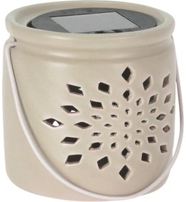 Latarnia solarna Darena różowa, 9,2 x 9 x 11 cm,porcelana