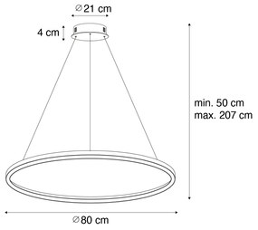 Złota lampa wisząca 80cm z wbudowanym LEDem 3-stopniowym ściemniaczem - GirelloDesignerski Oswietlenie wewnetrzne